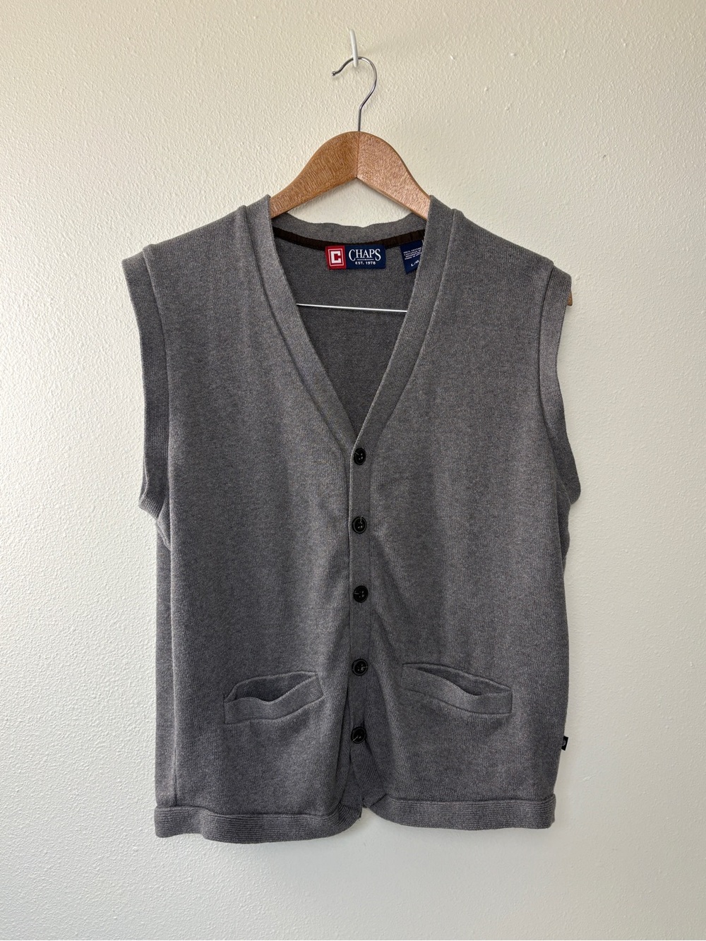 Chaps Men's Gray Button Up Sweater Vest Professional Business Office